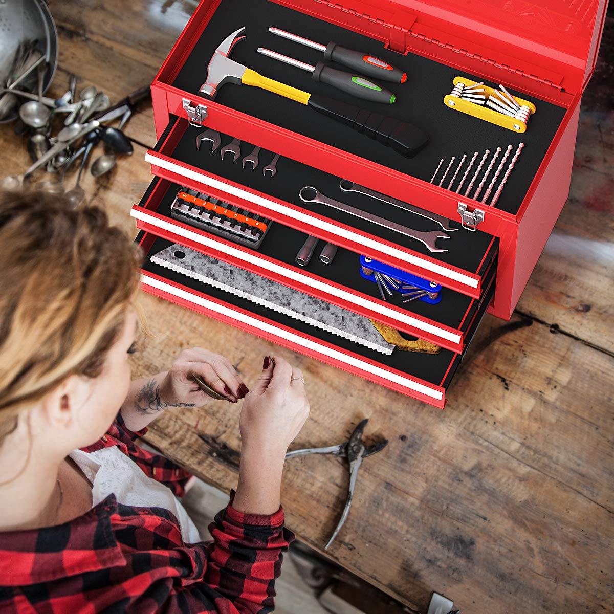 Tool Chest 20-Inch Portable Tool Box Steel Cabinet