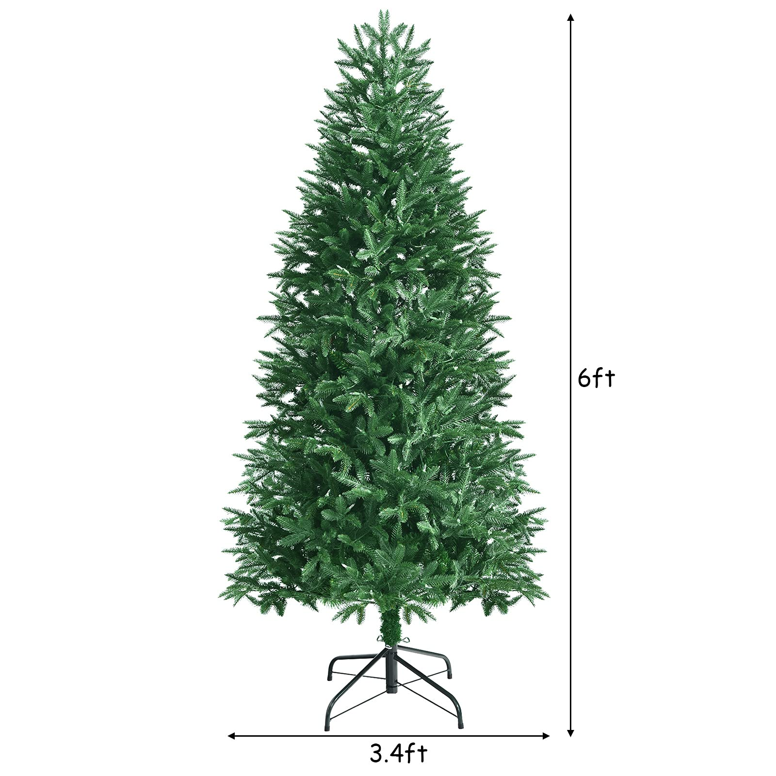 Goplus Artificial Christmas Tree, Hinged Xmas Pine Tree, Decoration for Indoor Holiday Festival