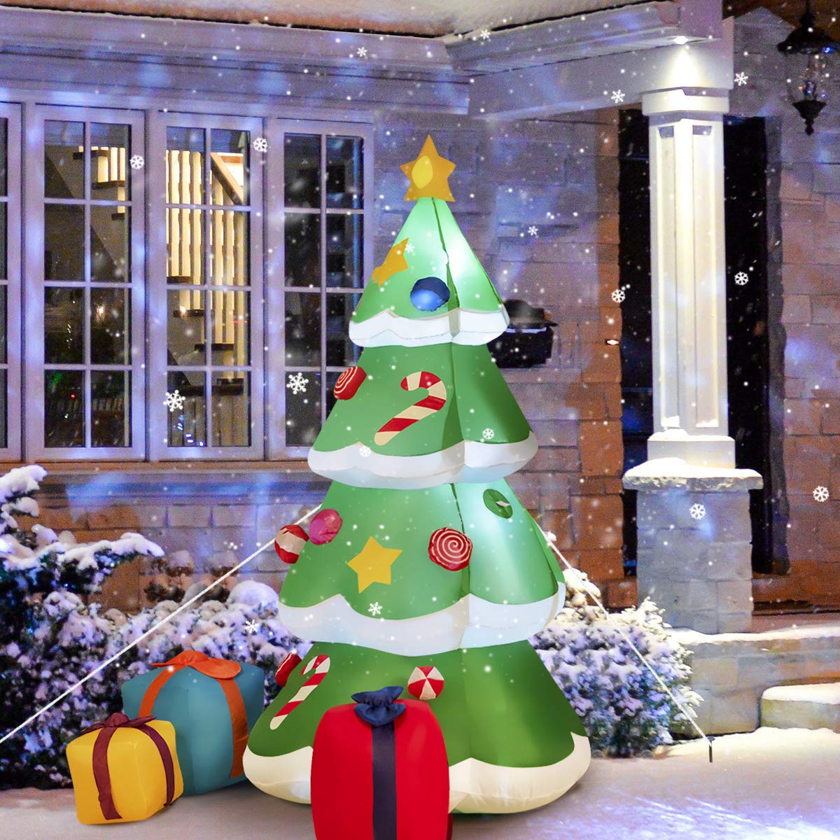 6ft Inflatable Christmas Tree Blow Up Xmas Decoration with 3 Gift Boxes