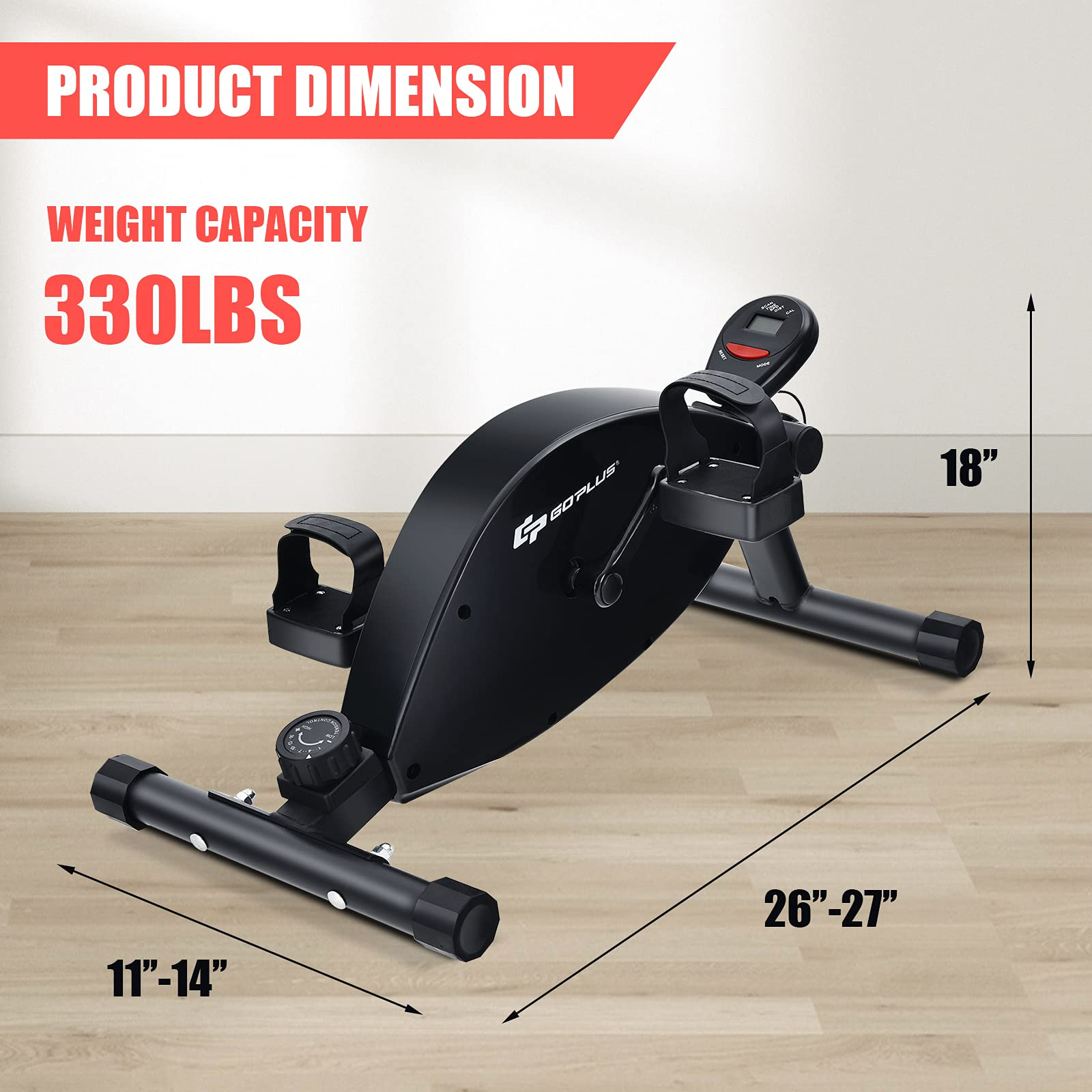 Goplus Under Desk Bike Pedal Exerciser - Stationary Magnetic Mini Exercise Bike with LCD Digital Monitor