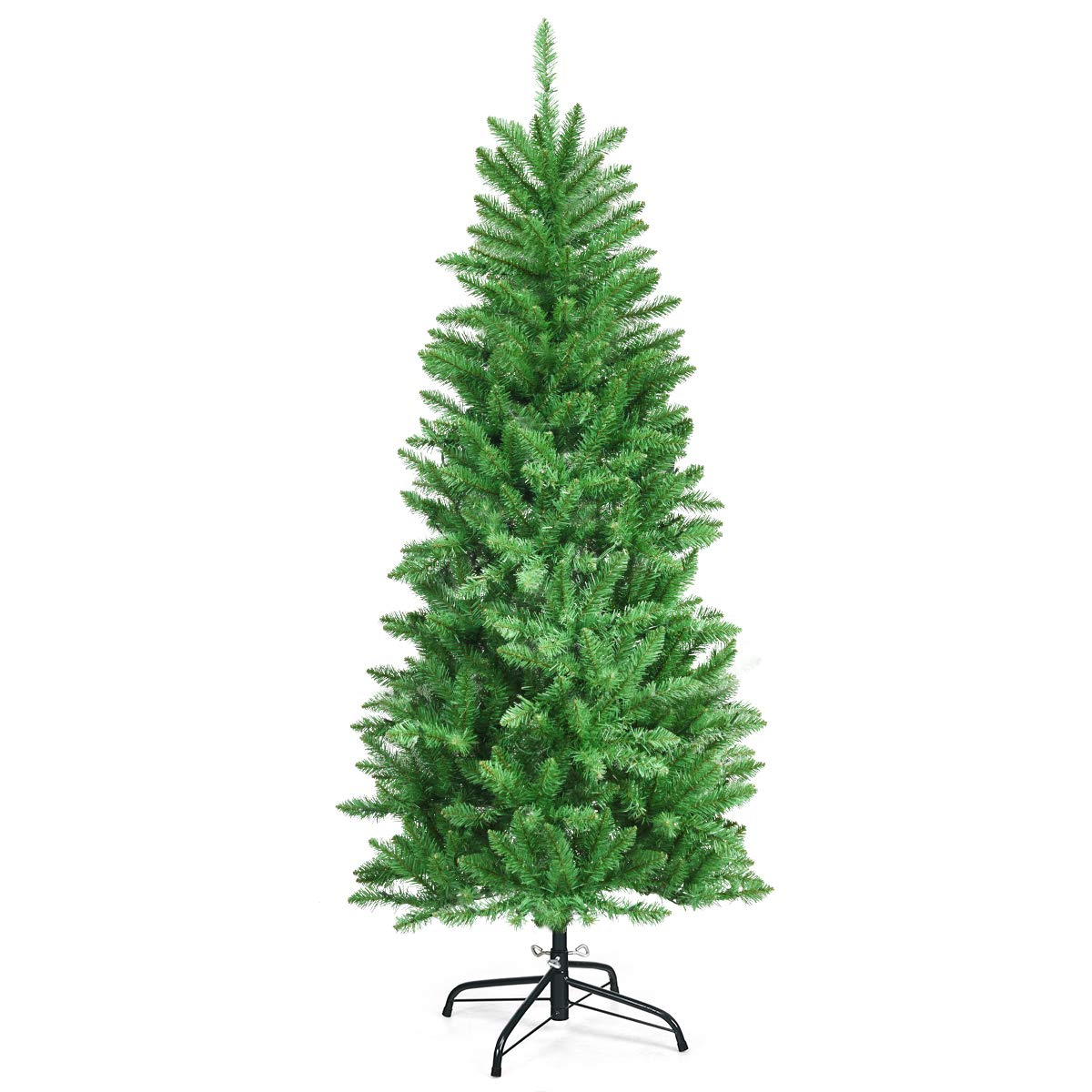 Goplus 5ft Pre-lit Artificial Christmas Tree, Hinged Fir Pencil Christmas Tree with Lights