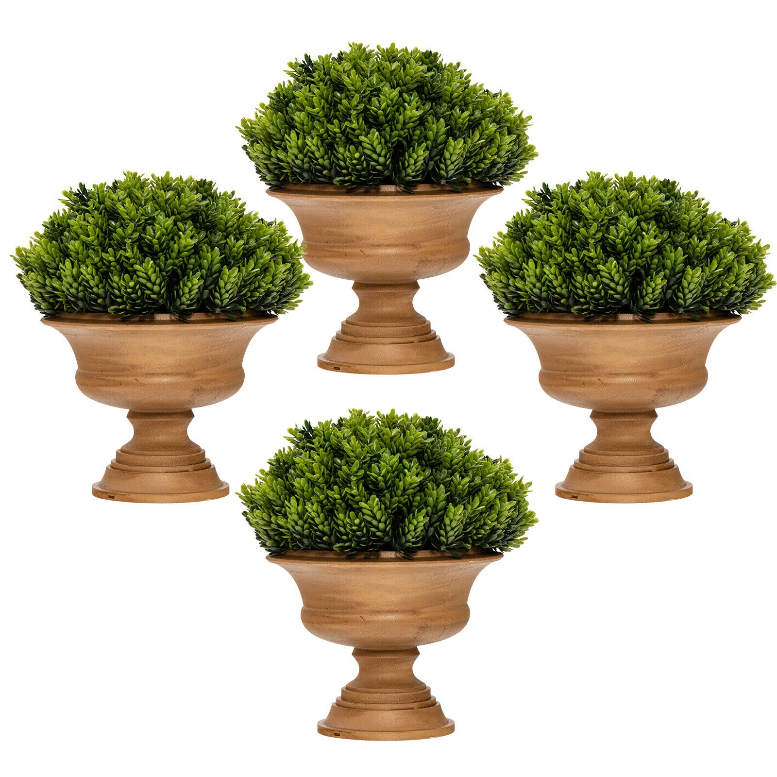 Goplus 4 Pack Artificial Boxwood Topiary Trees