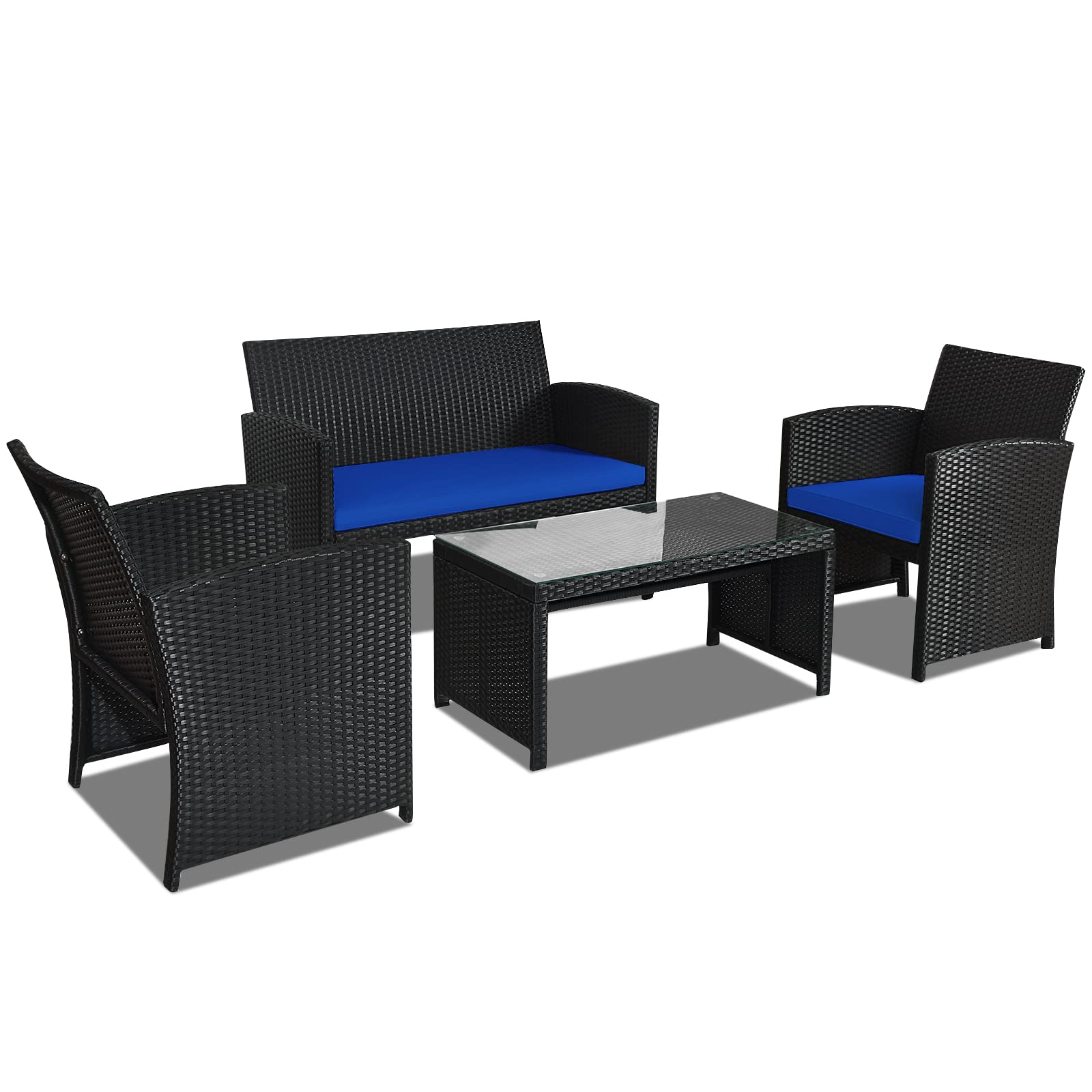 Rattan Patio Furniture Set, Outdoor Wicker Conversation Sofa