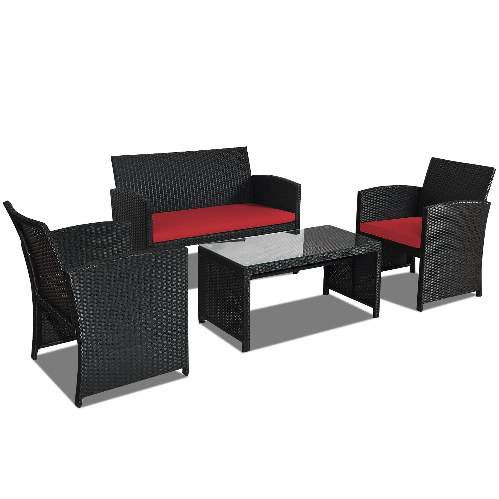 Rattan Patio Furniture Set, Outdoor Wicker Conversation Sofa