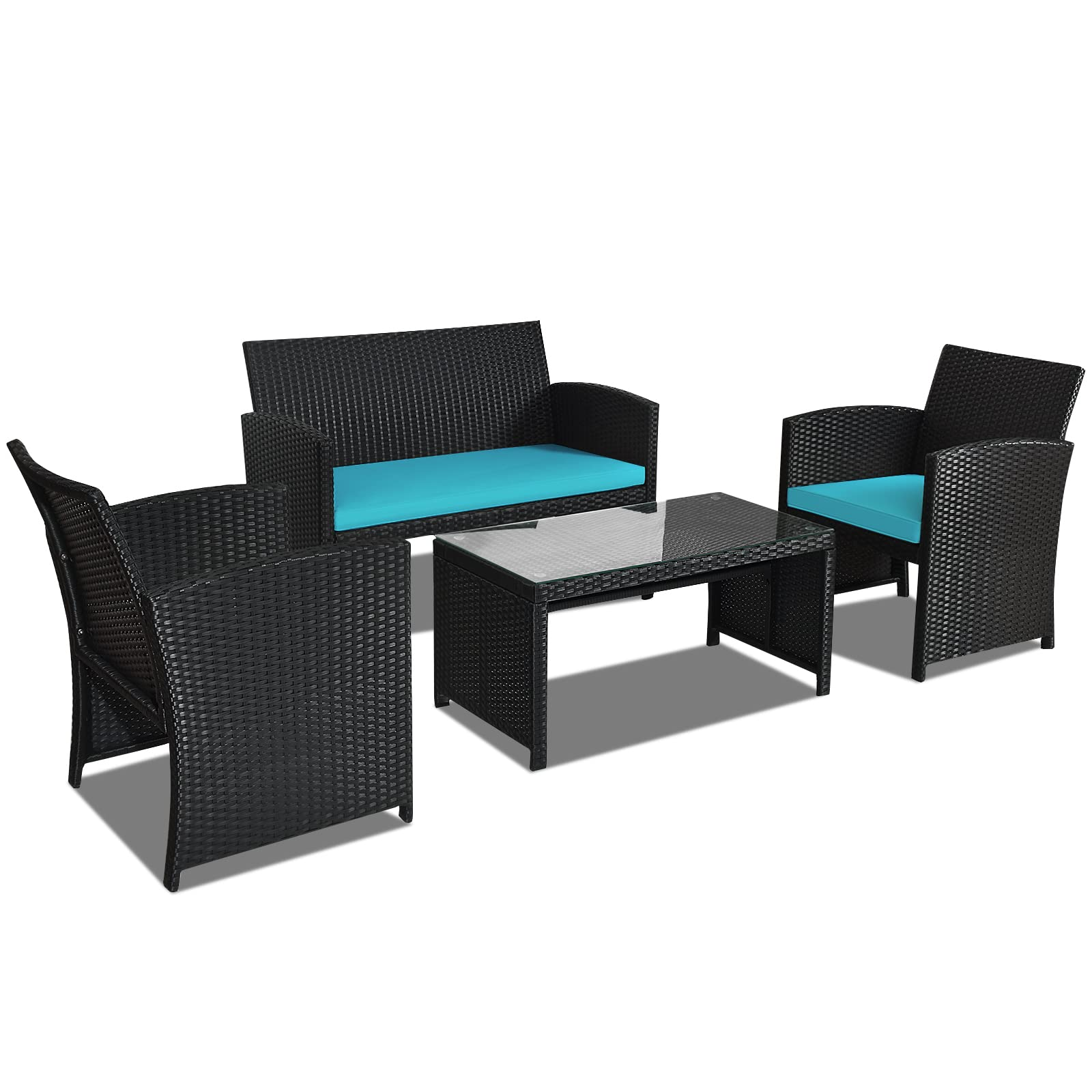 Rattan Patio Furniture Set, Outdoor Wicker Conversation Sofa