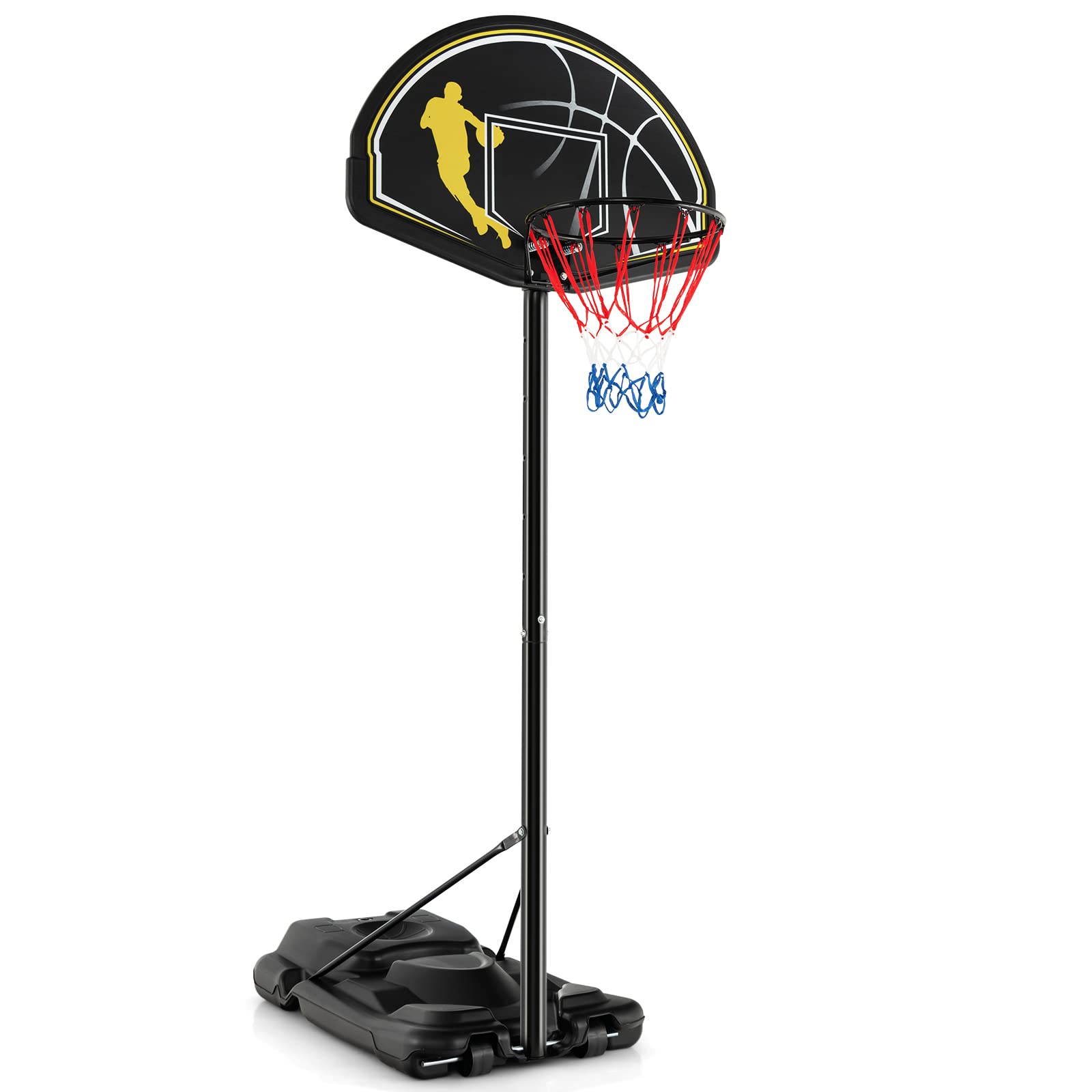 Goplus Portable Basketball Hoop Outdoor Indoor, 4.25-10FT 12-Level Adjustable Basketball Goal