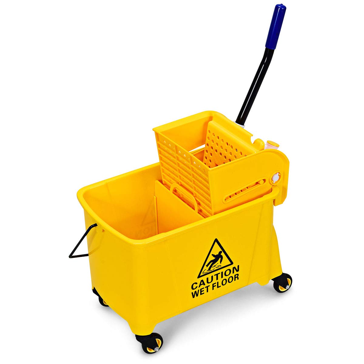 GOPLUS Commercial Mop Bucket with Wringer, Household Portable Mop Bucket, Ideal for Household and Public Places Floor