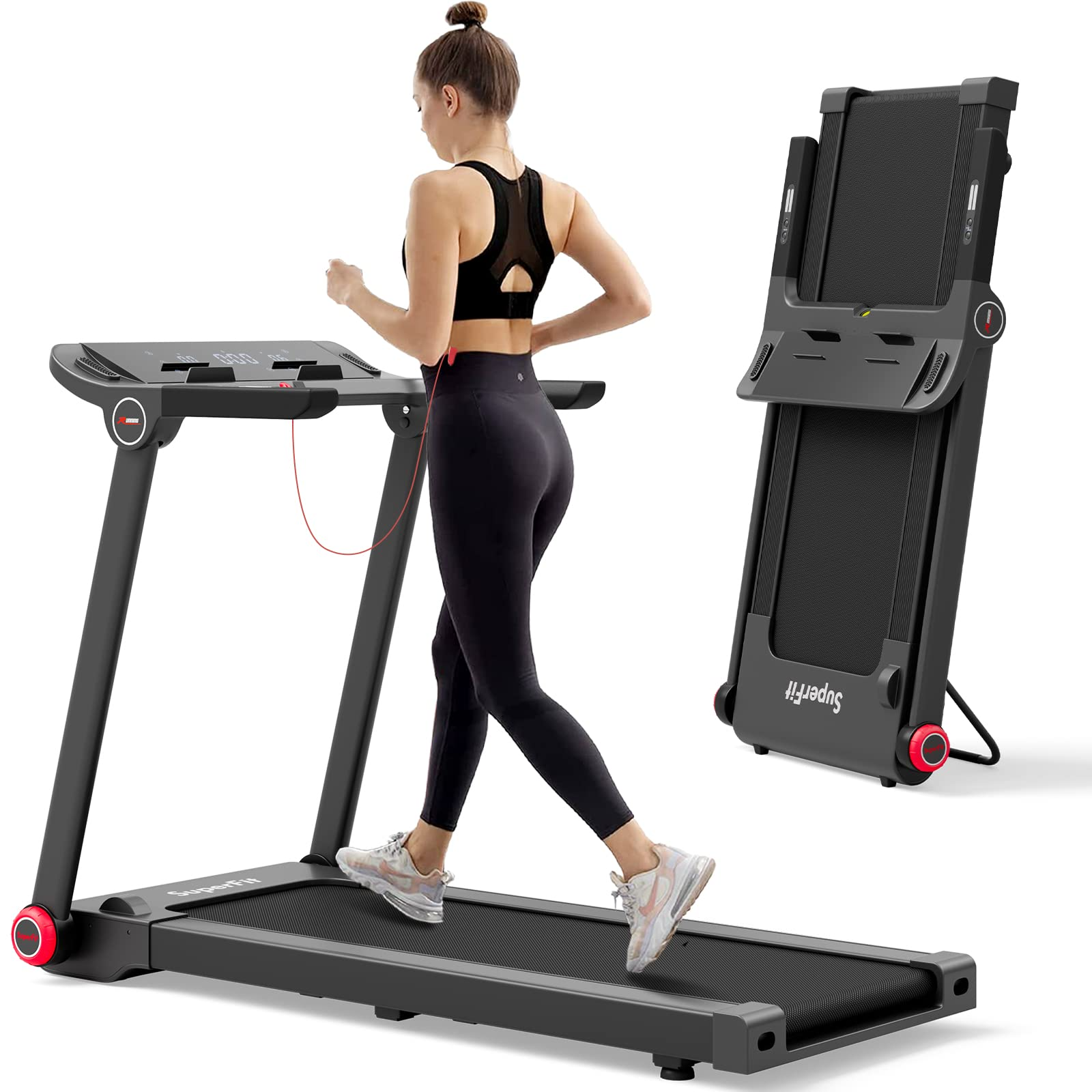 Goplus 3.75HP Folding Treadmill, Freestanding Superfit Treadmill with APP, 12 Preset Programs