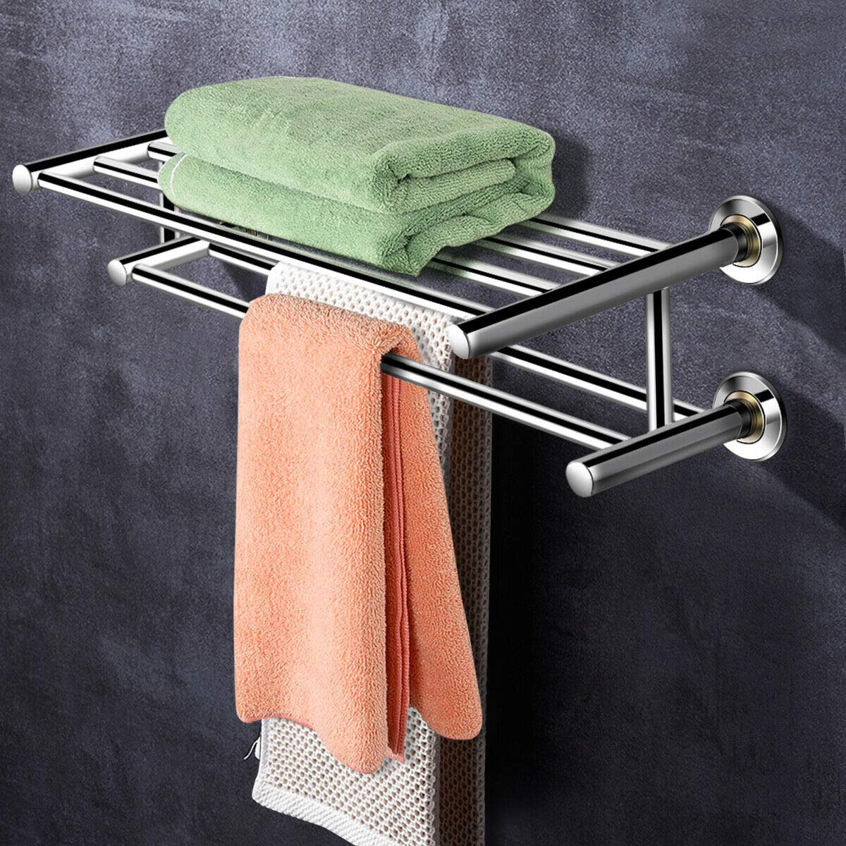 Goplus 24' Towel Rack, Stainless Steel Metal Bathroom Towel Bar