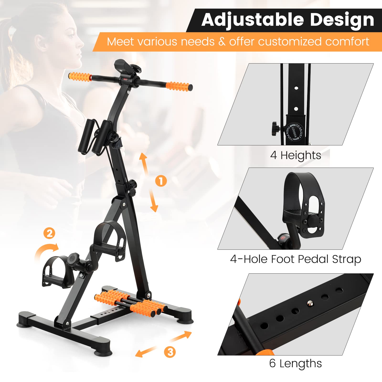 Goplus Pedal Exerciser for Seniors, Adjustable Hand Arm Leg Knee Exercise Equipment