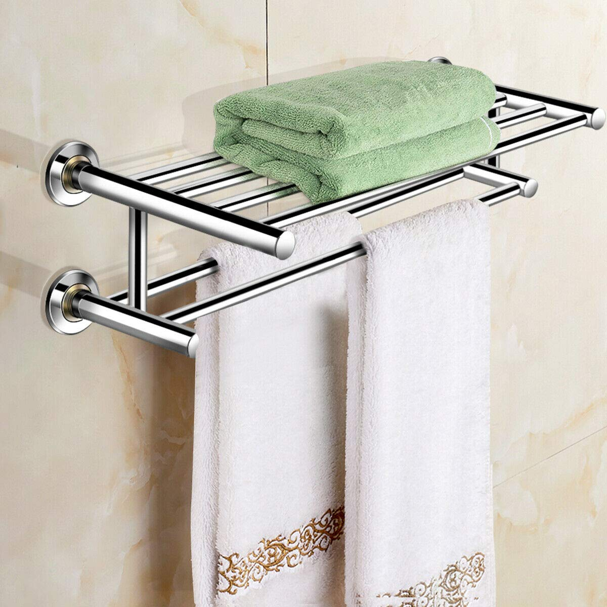 Goplus 24' Towel Rack, Stainless Steel Metal Bathroom Towel Bar