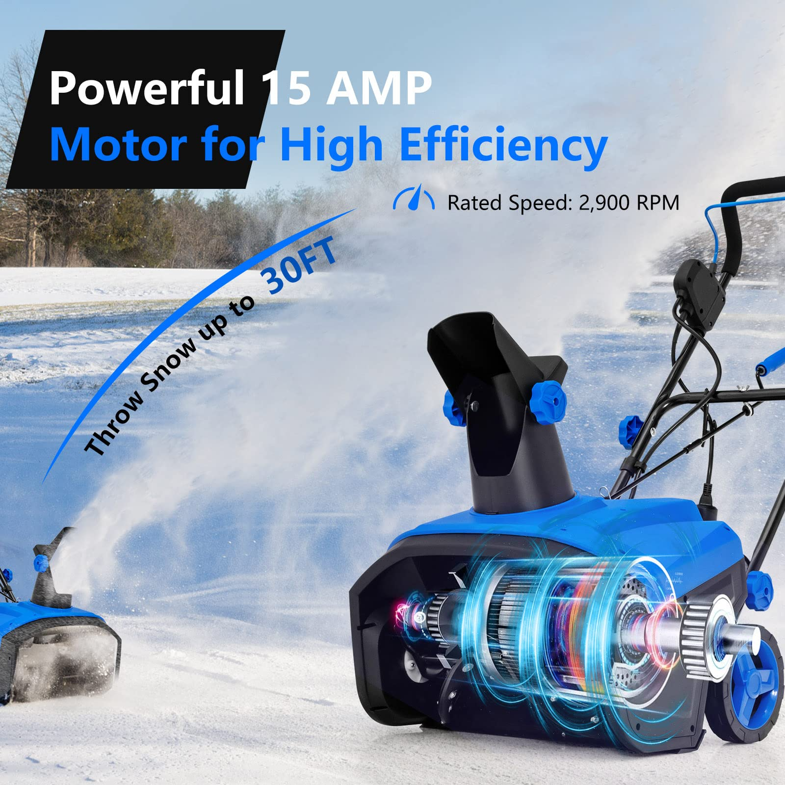 Goplus Snow Blower, 120V 15A Electric Snow Thrower with 180 Rotatable Chute & Folding Handle for Yard Driveway