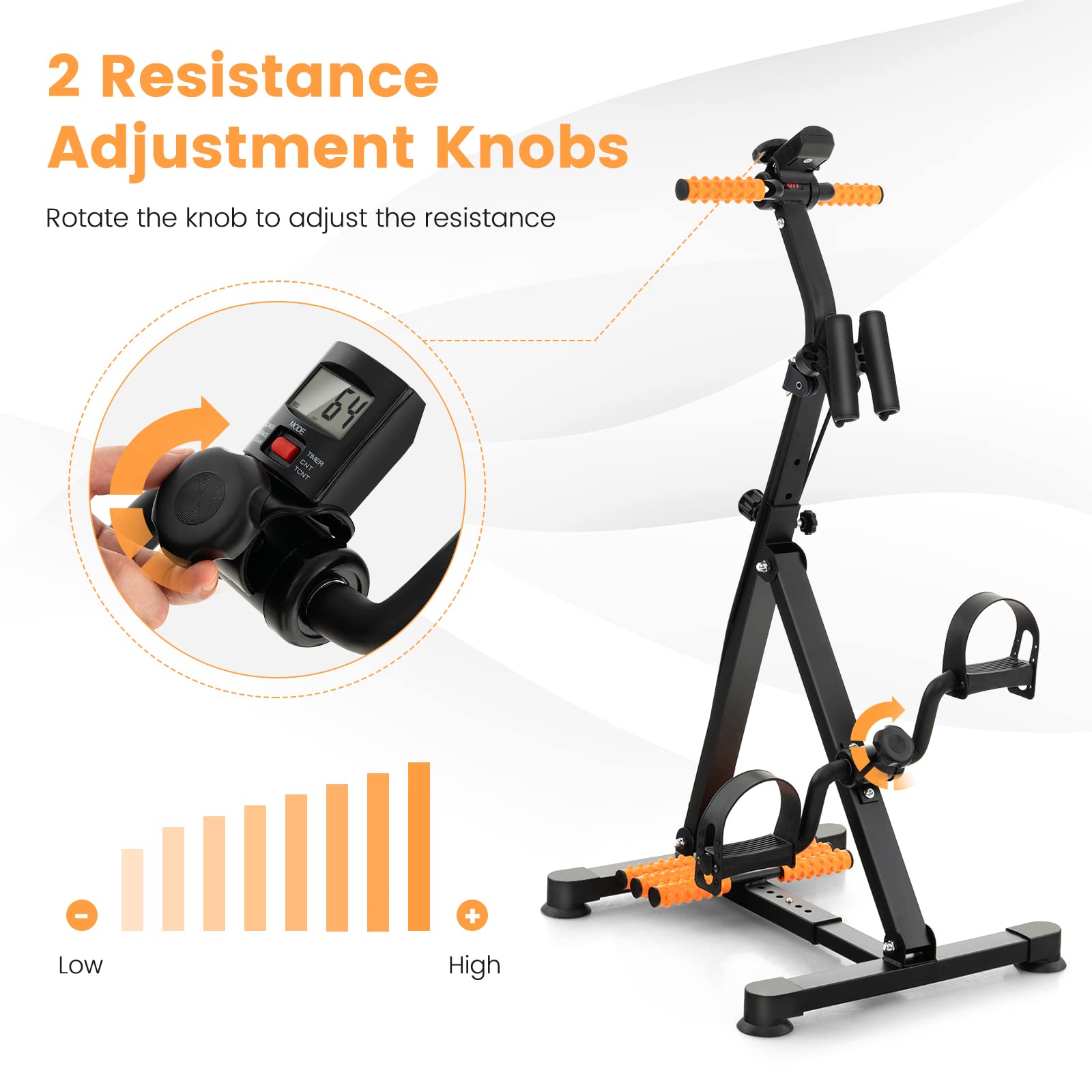 Goplus Pedal Exerciser for Seniors, Adjustable Hand Arm Leg Knee Exercise Equipment