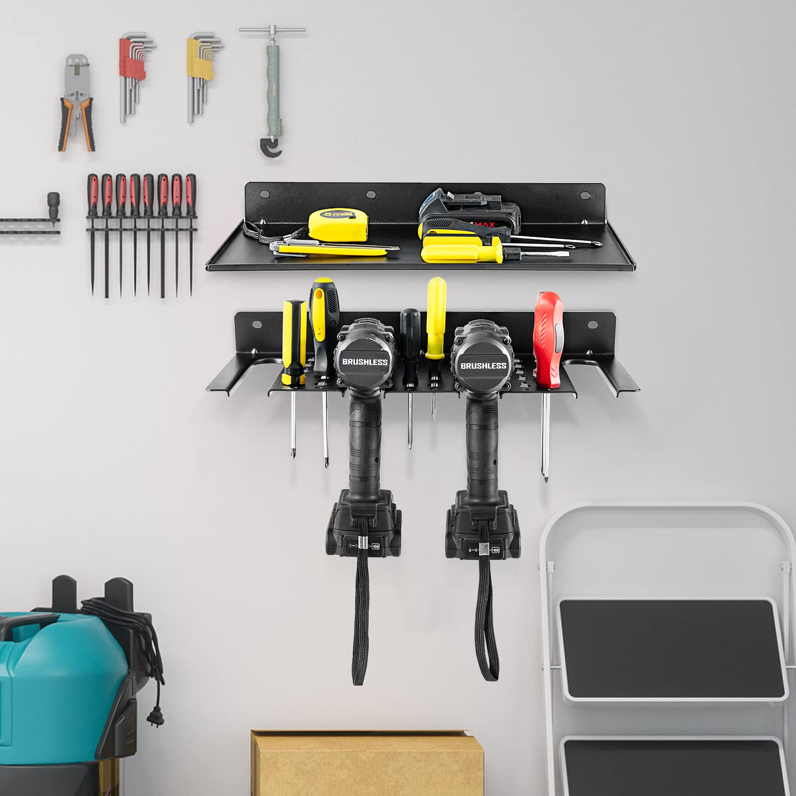 Goplus Electric Drill Holder, Wall Mounted Power Tool Organizer