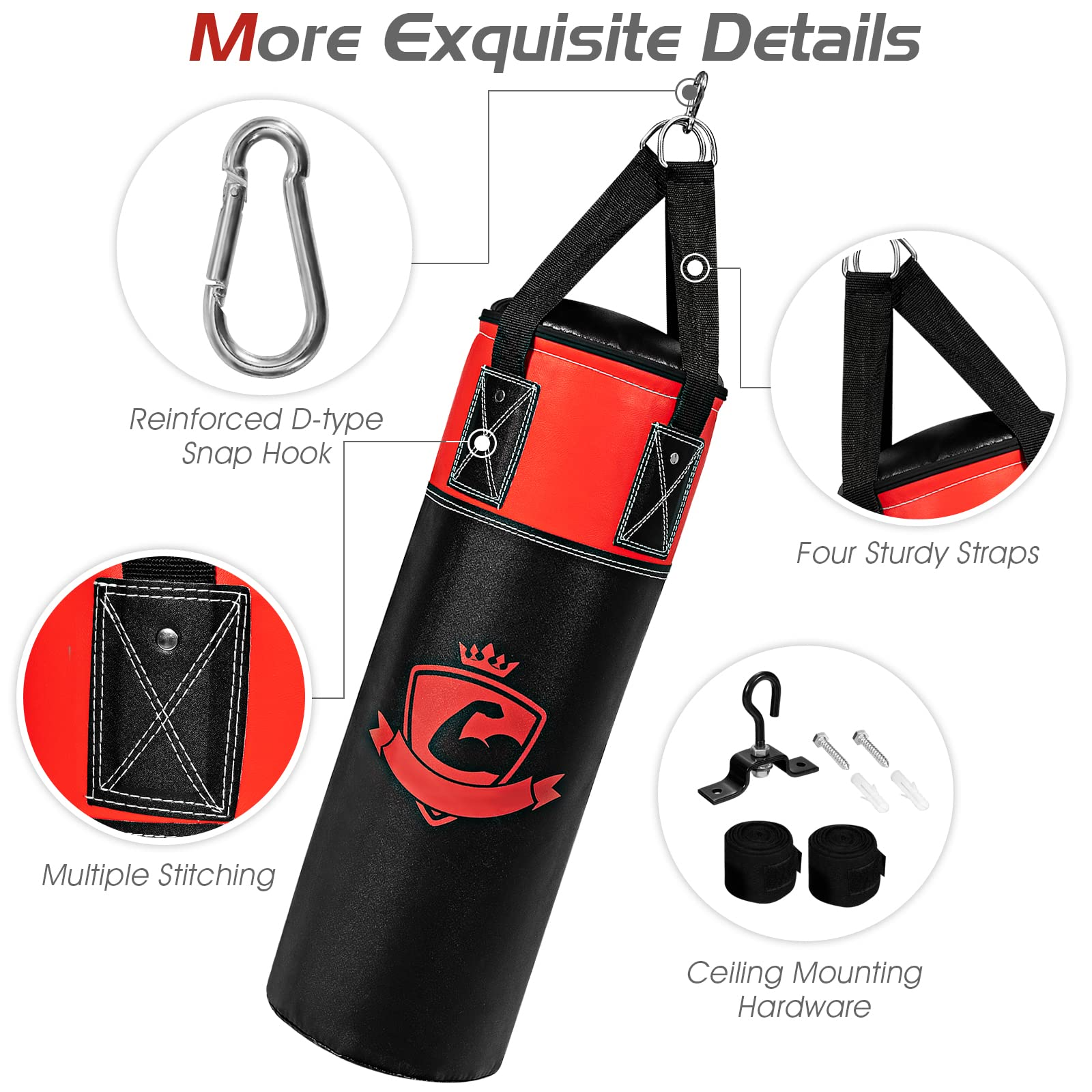 Goplus Punching Bag Set for Kids , Filled Boxing Heavy Bag with Punching Gloves & Hand Wraps