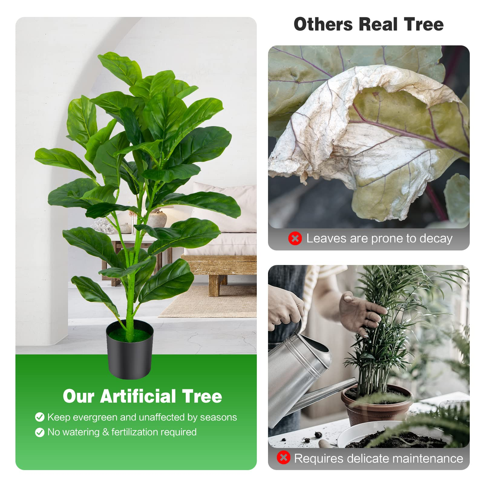 Goplus Fake Fiddle Leaf Fig Tree