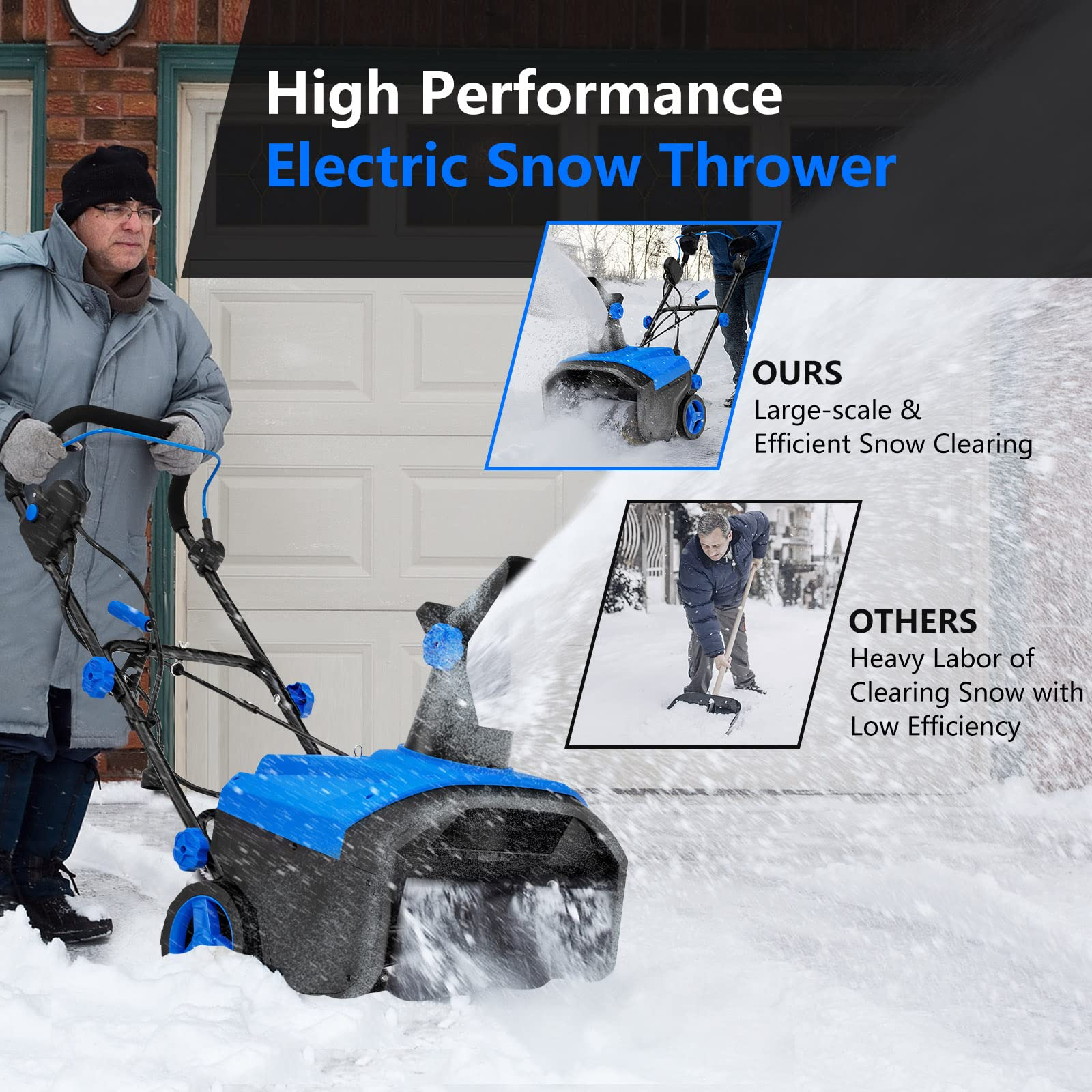 Goplus Snow Blower, 120V 15A Electric Snow Thrower with 180 Rotatable Chute & Folding Handle for Yard Driveway