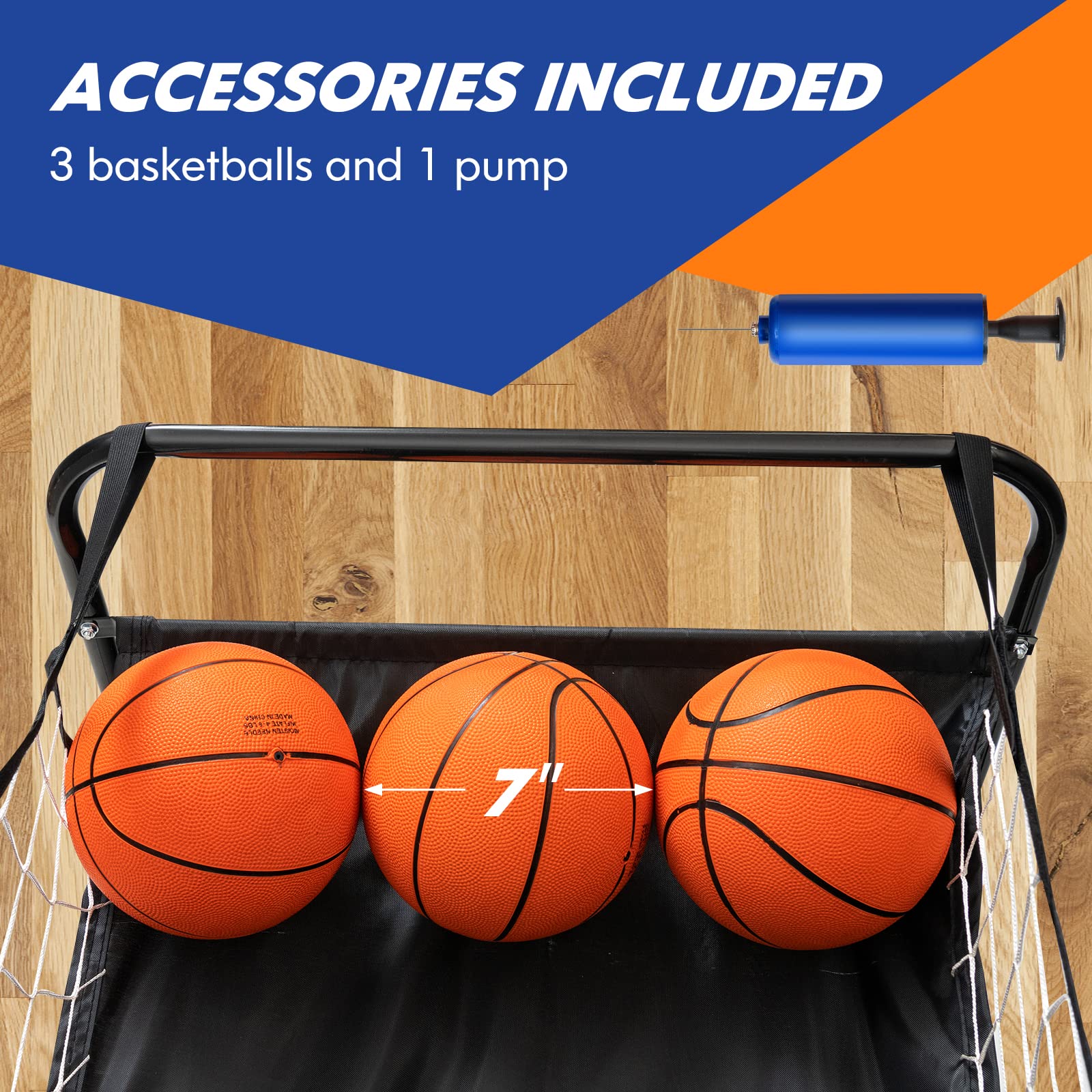 Goplus Foldable Indoor Basketball Arcade Game, Electronic Basketball Single Shootout Games Machine with 3 Balls