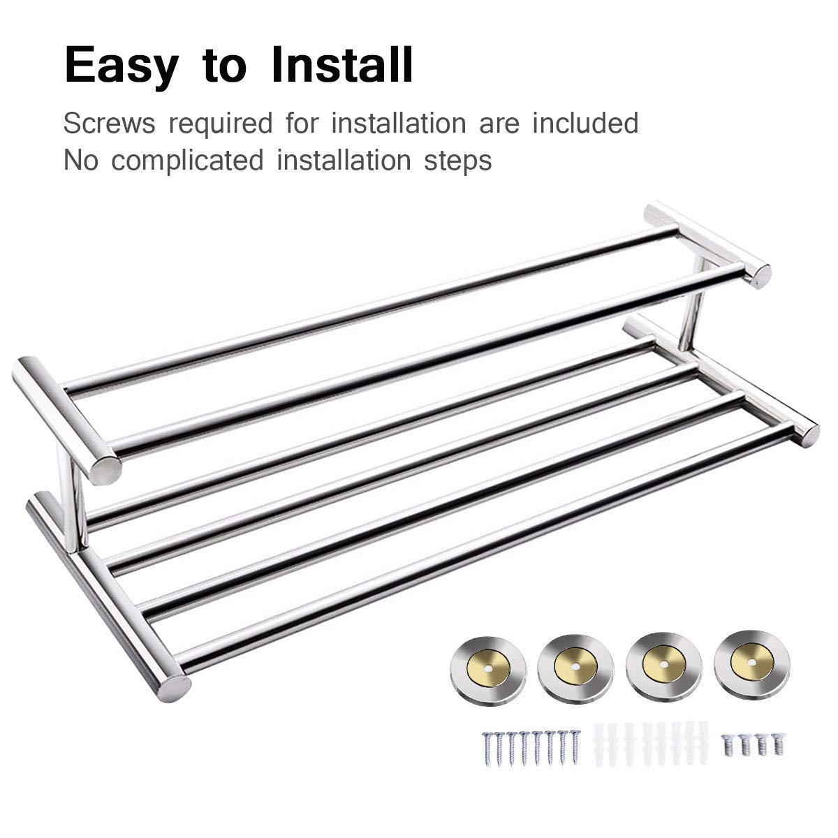 Goplus 24' Towel Rack, Stainless Steel Metal Bathroom Towel Bar