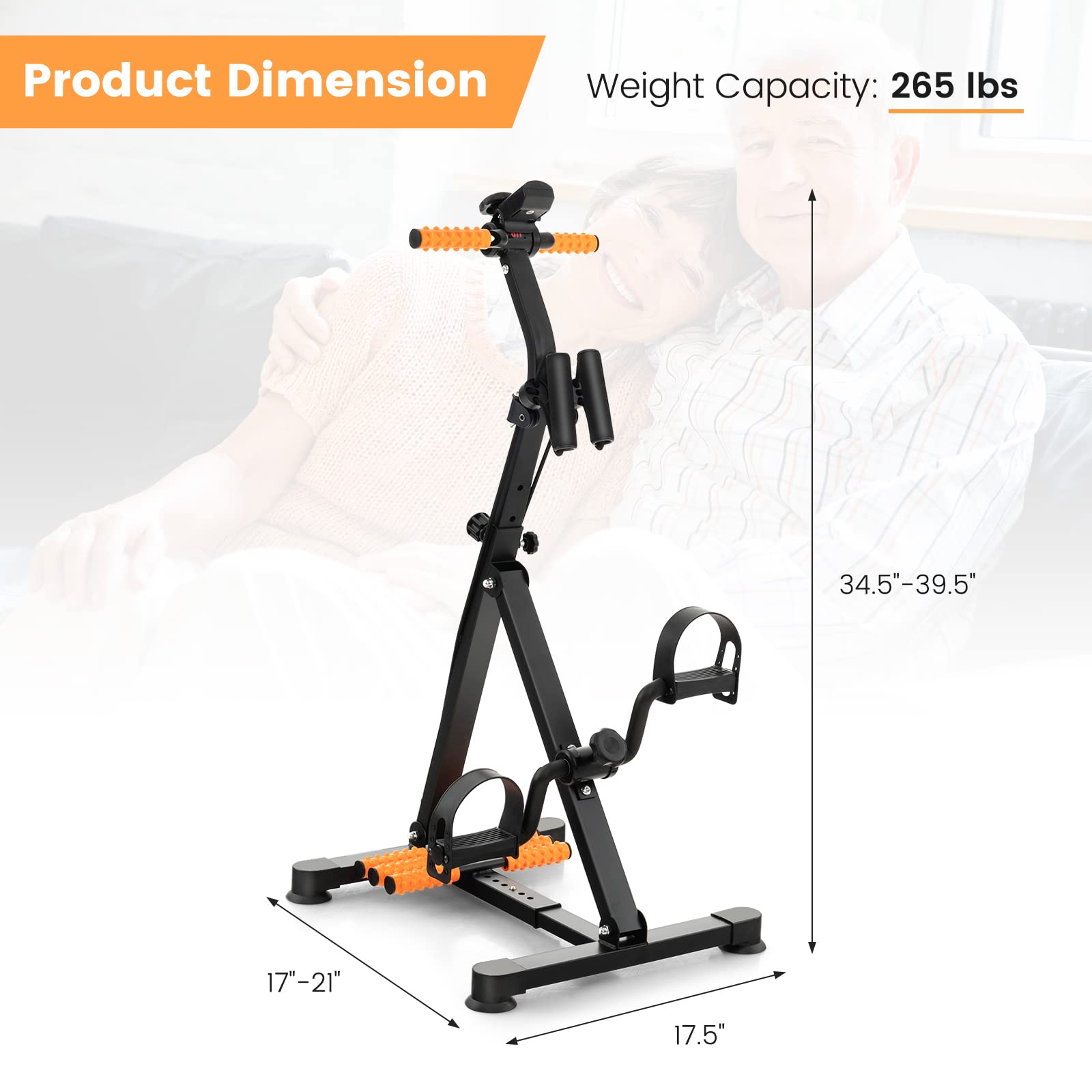 Goplus Pedal Exerciser for Seniors, Adjustable Hand Arm Leg Knee Exercise Equipment