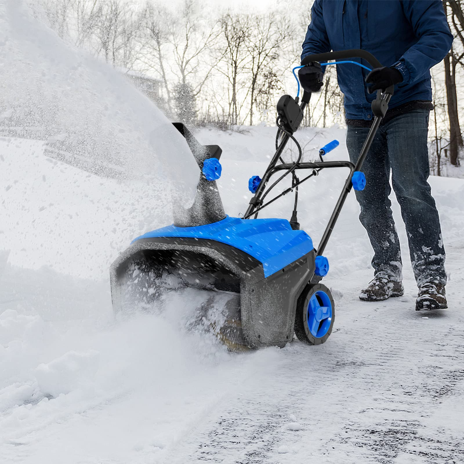 Goplus Snow Blower, 120V 15A Electric Snow Thrower with 180 Rotatable Chute & Folding Handle for Yard Driveway