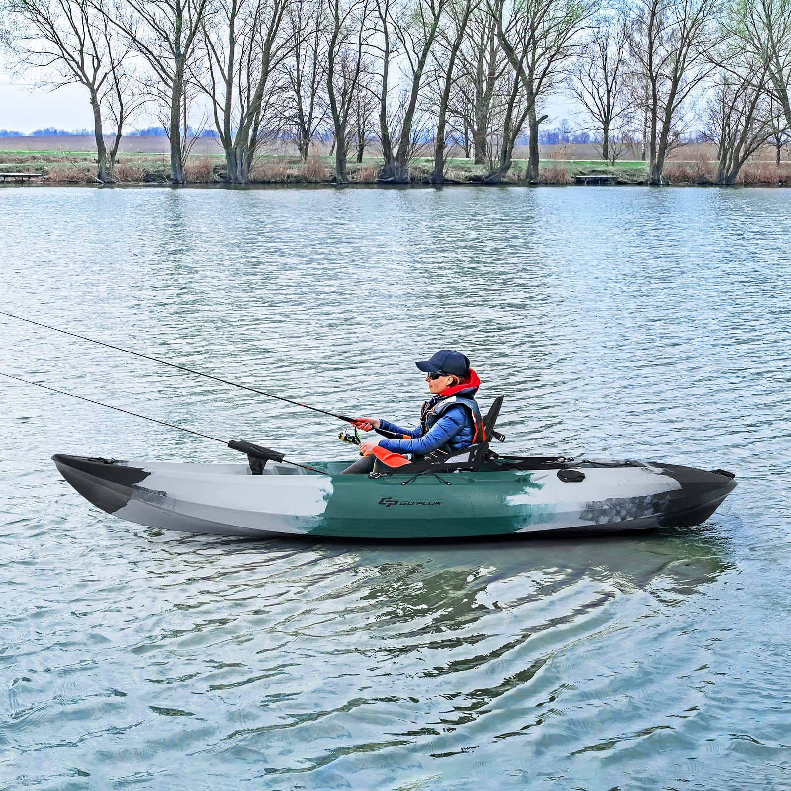 Goplus Sit-on-Top Fishing Kayaks for Adults, 9.7 FT One Person Recreational Touring Kayak
