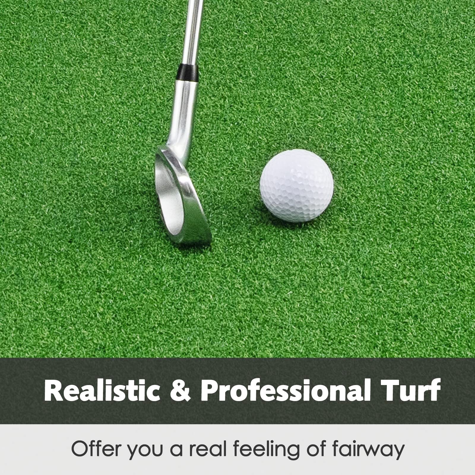 Goplus Golf Mat, 5 ft x 3 ft Golf Hitting Mats Artificial Turf with 3 Rubber Tees, Golf Practice Mat for Driving