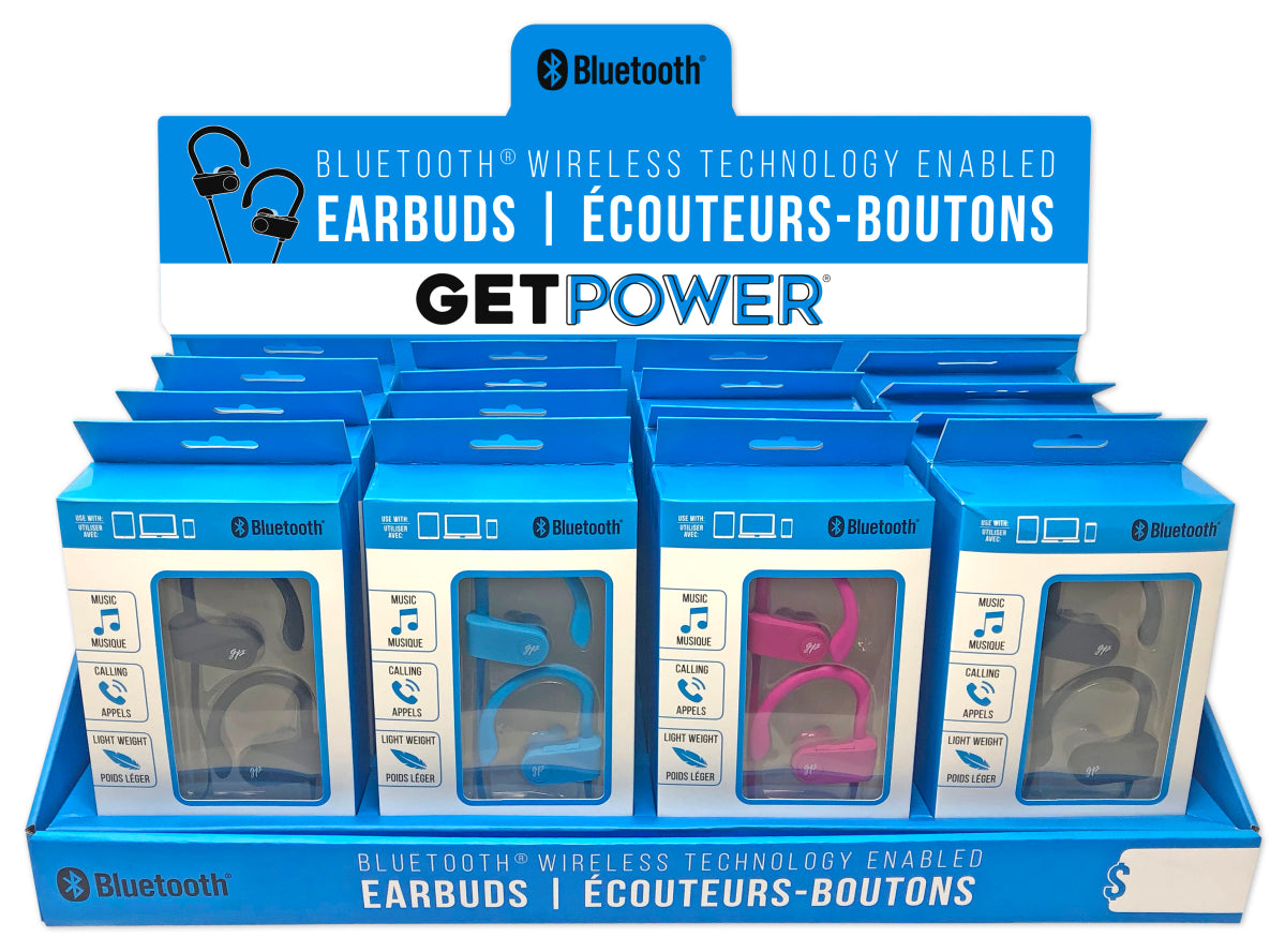 GetPower Bluetooth Wireless Technology Enabled Earbuds Assorted Colors 1ct
