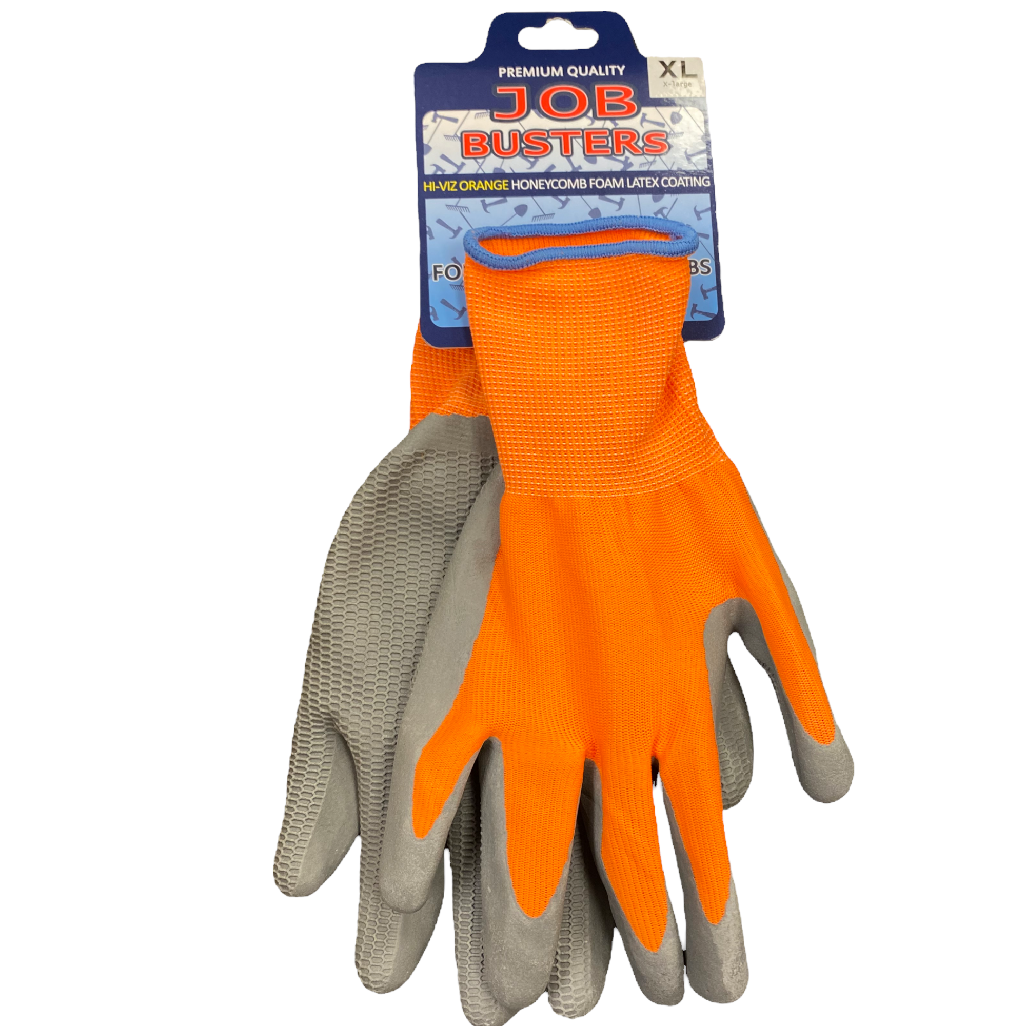 Premium Quality Job Busters Hi-Viz Orange Honeycomb Foam Latex Coating XL