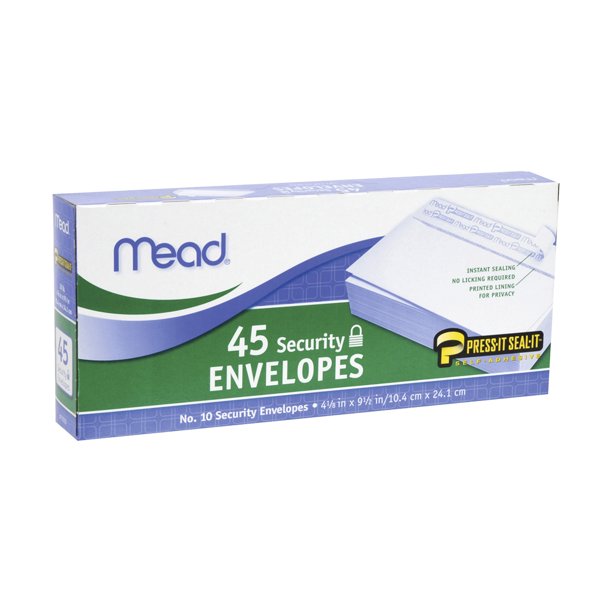 Mead Security Envelopes Press It - 45 Count