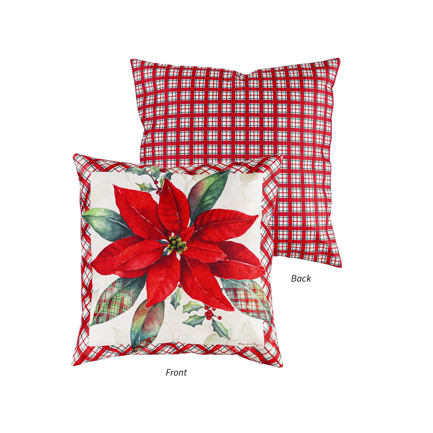 Evergreen Holiday Poinsetta Pillow