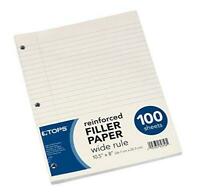 Tops Reinforced Filler Paper Wide Rule 10.5