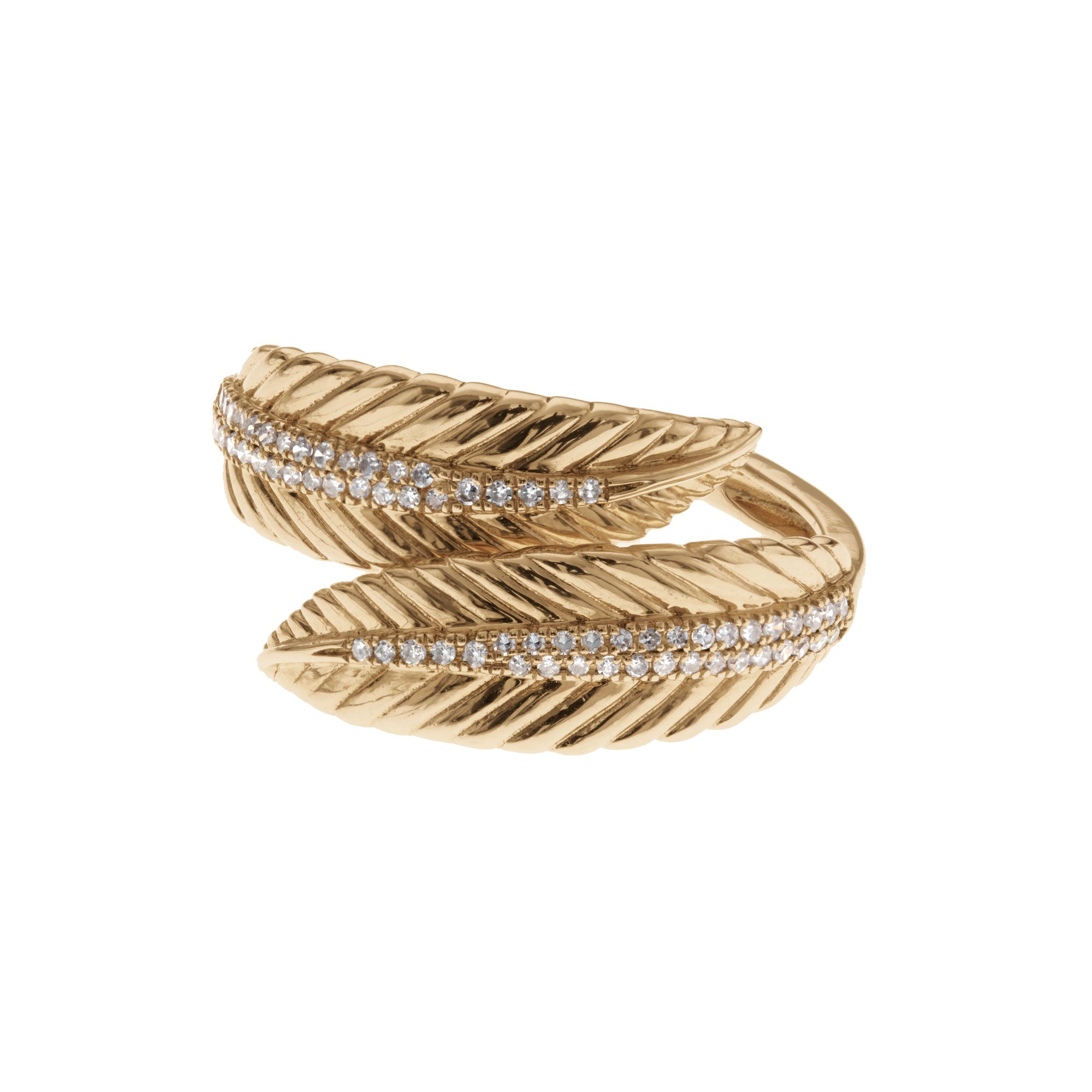 14K GOLD FEATHER DIAMOND RING