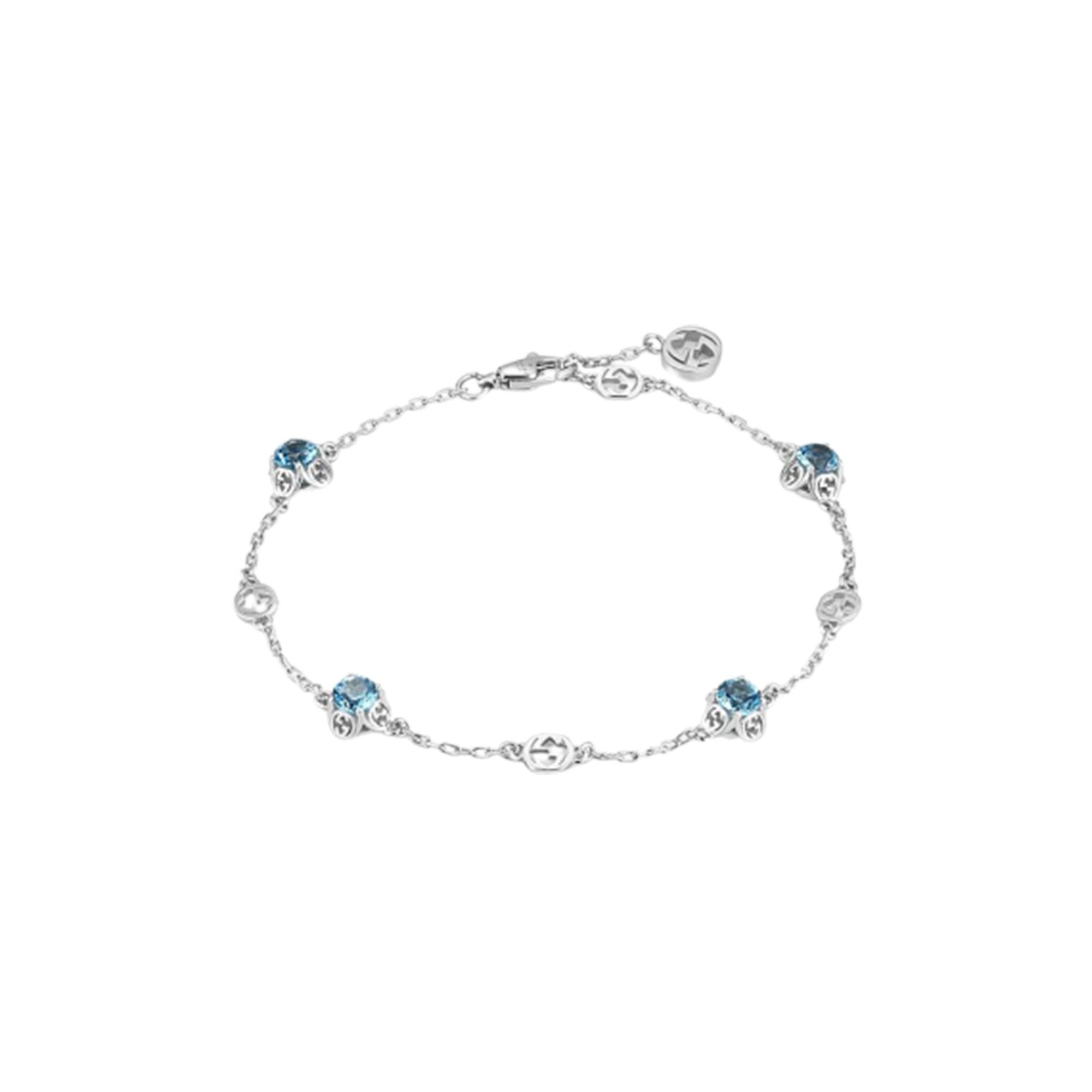 Blue Topaz GG Bracelet in 18K White Gold