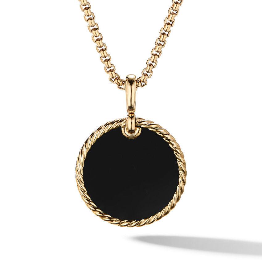 GOLD BLACK ONYX AND MOTHER OF PEARL REVERSIBLE DISC PENDANT