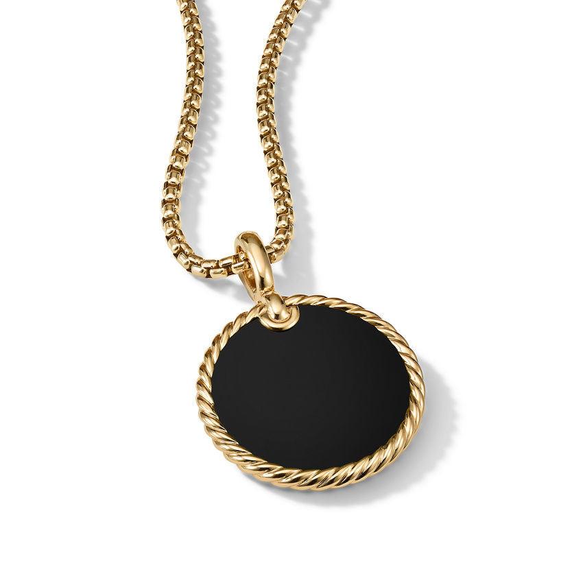GOLD BLACK ONYX AND MOTHER OF PEARL REVERSIBLE DISC PENDANT