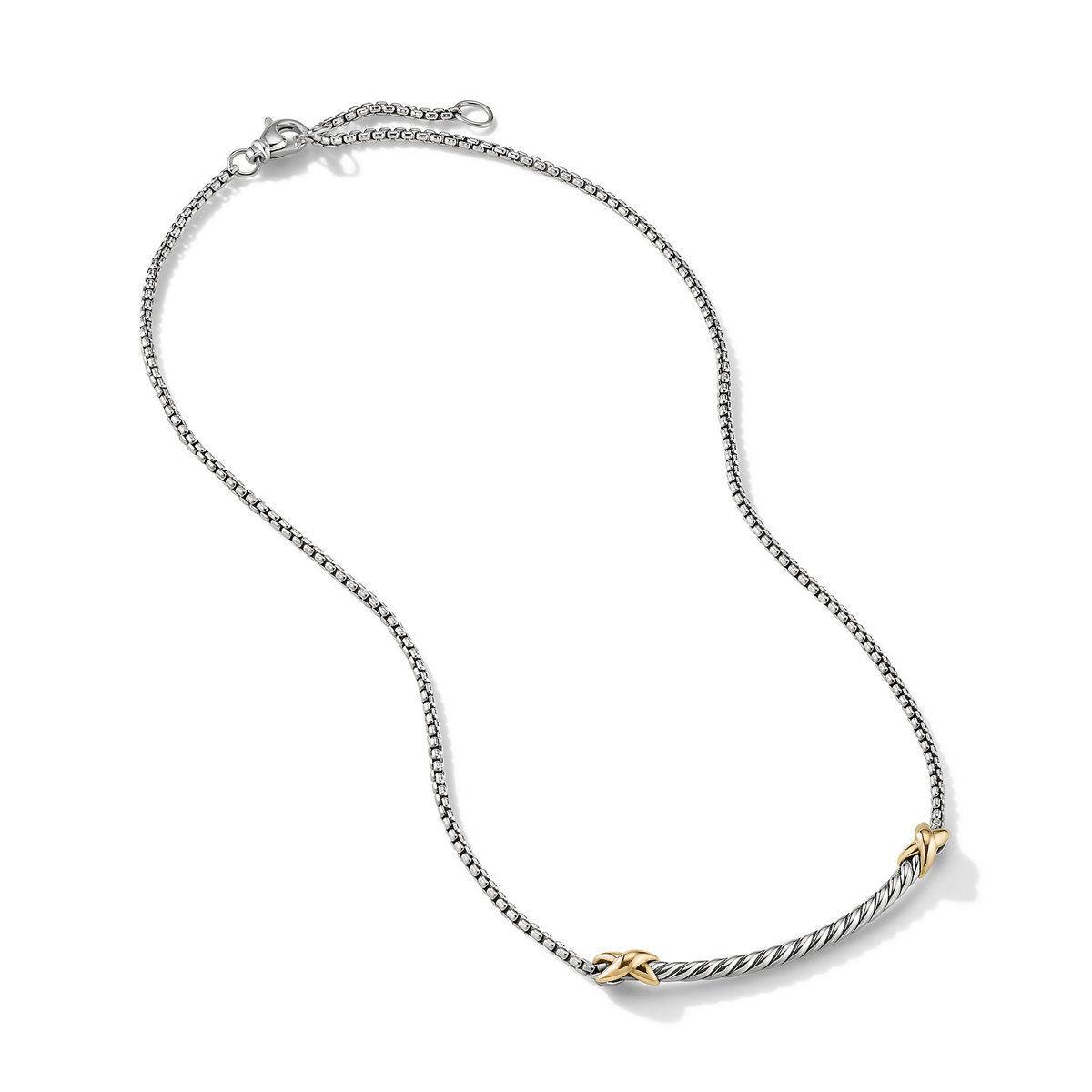 PETITE X BAR NECKLACE WITH 18K YELLOW GOLD