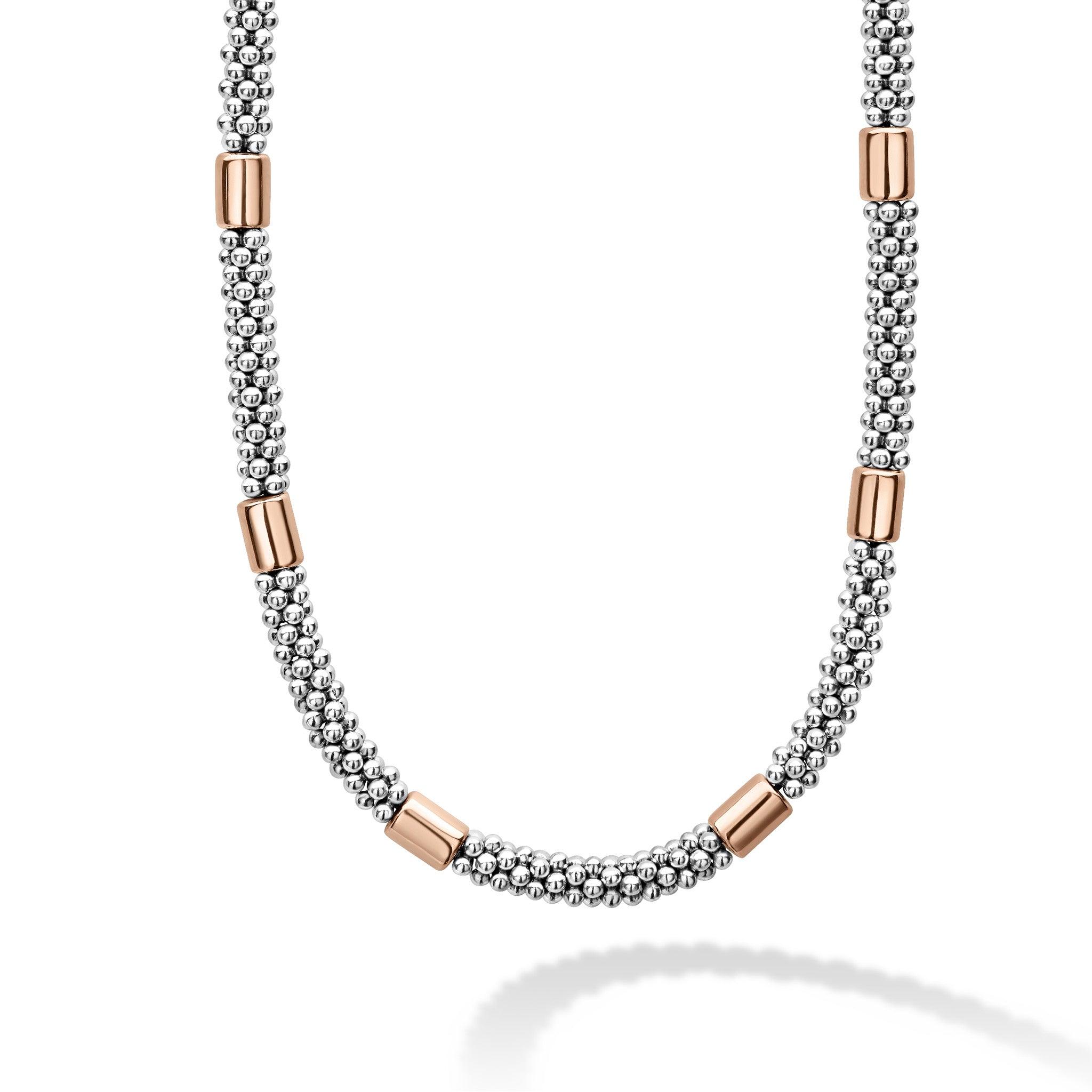 ROSE GOLD STATION CAVIAR NECKLACE 5MM