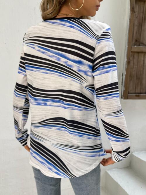 Printed Half Zip Long Sleeve Top (3 Colors)