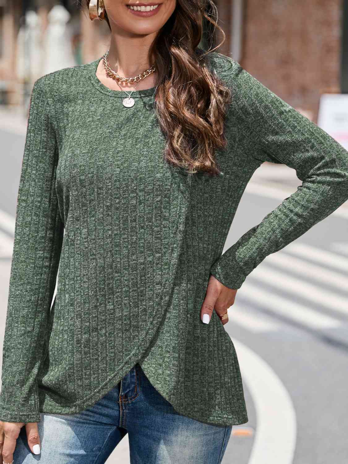 Round Neck Long Sleeve Top (5 Colors)