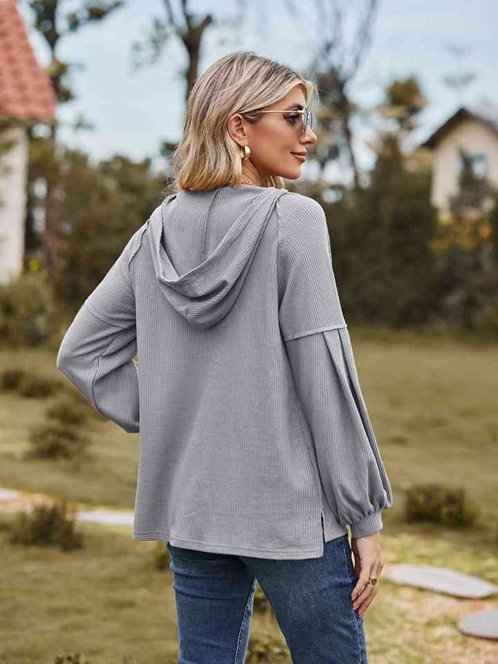 Dropped Shoulder Button-Down Hoodie (6 Colors)