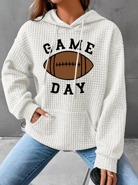 Full Size GAME DAY Graphic Drawstring Hoodie (3 Colors)