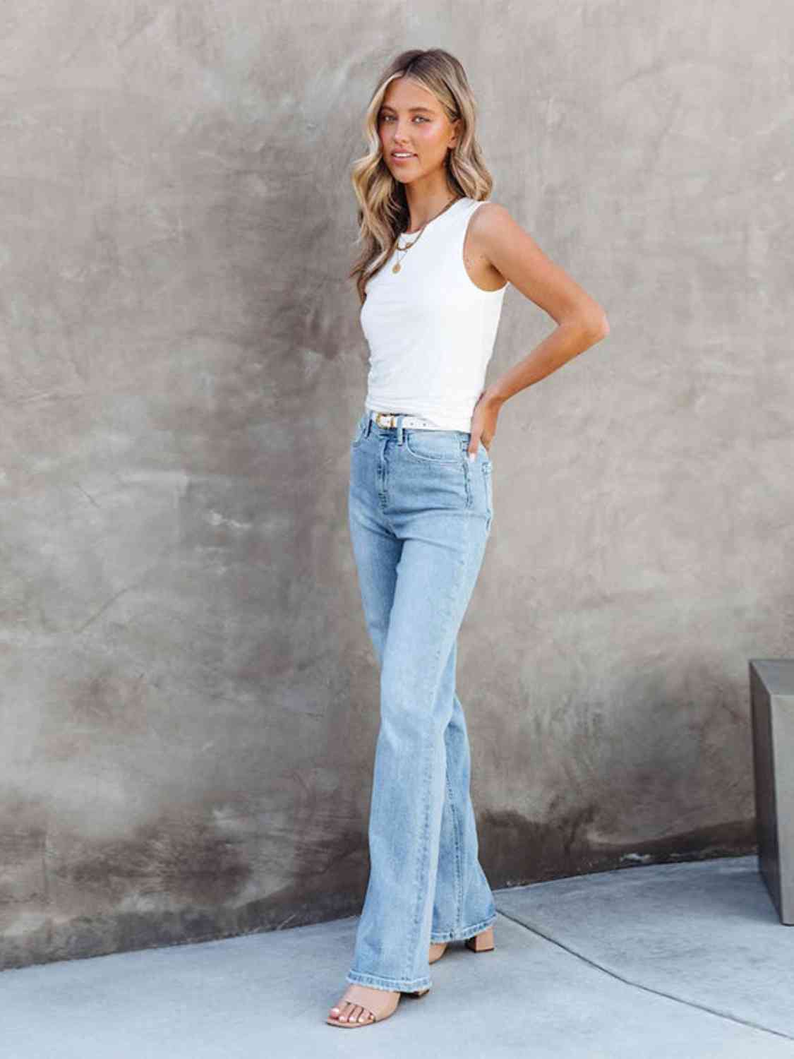 KHD Washed Straight Leg Jeans