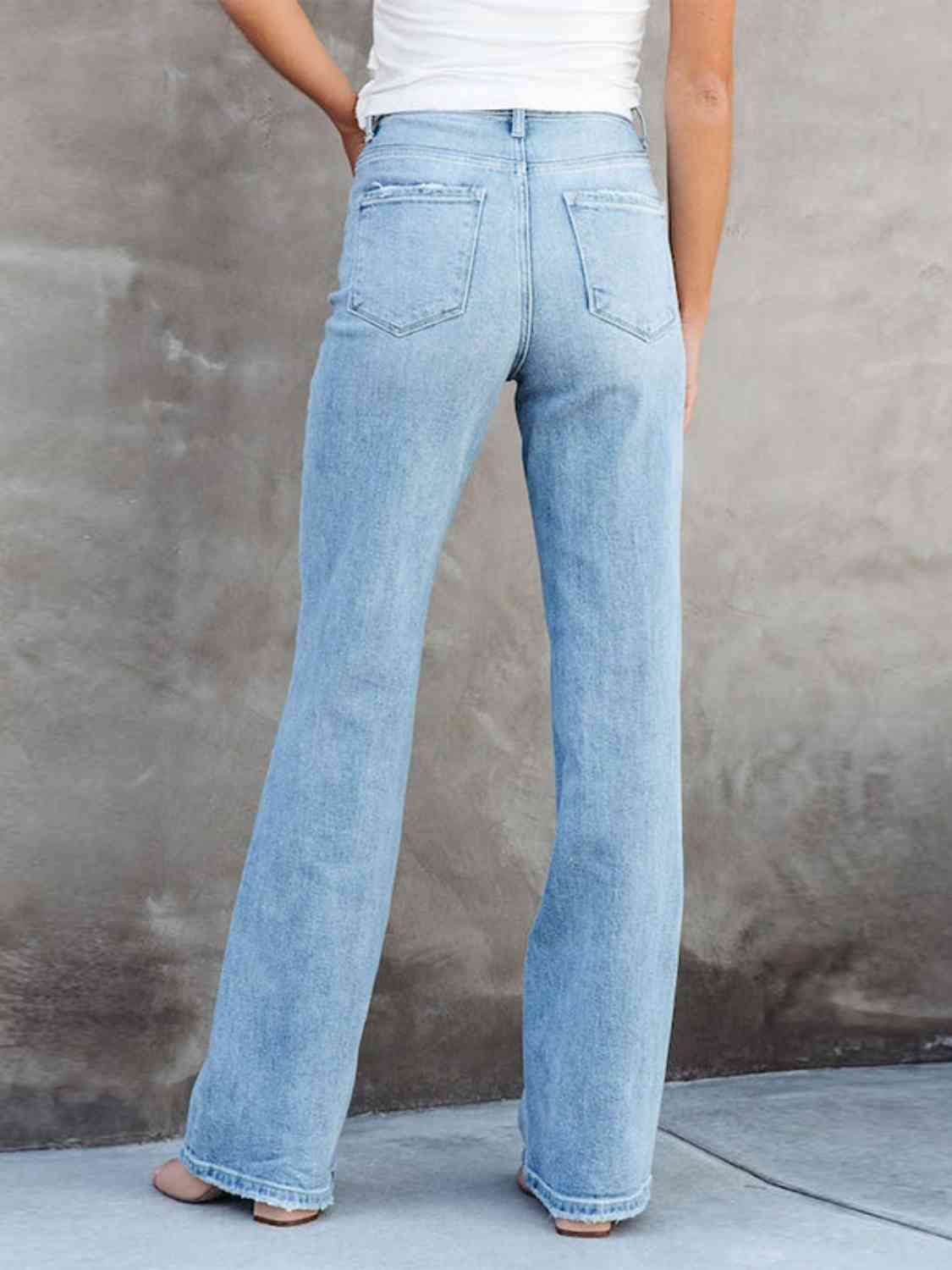 KHD Washed Straight Leg Jeans