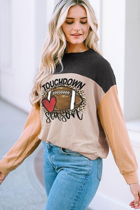 Touchdown Season  Round Neck  Long Sleeve Sweatshirt