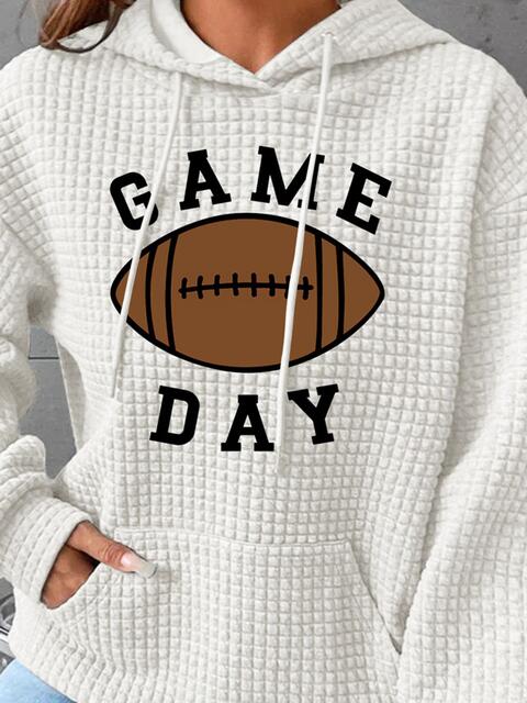 Full Size GAME DAY Graphic Drawstring Hoodie (3 Colors)