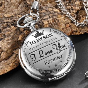 Summer Hot Sale 48% OFF - To My Son Quartz Pocket Chain Watch With Leather Gift