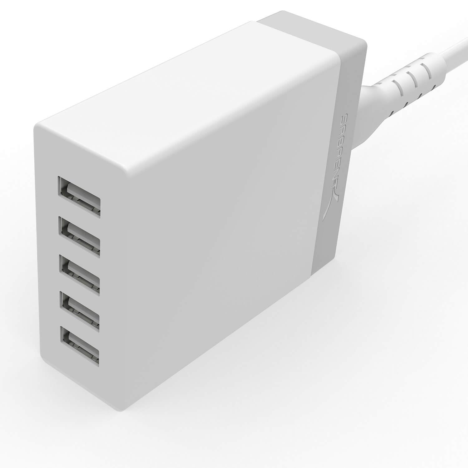 50W 5-Port USB Wall Charger | White