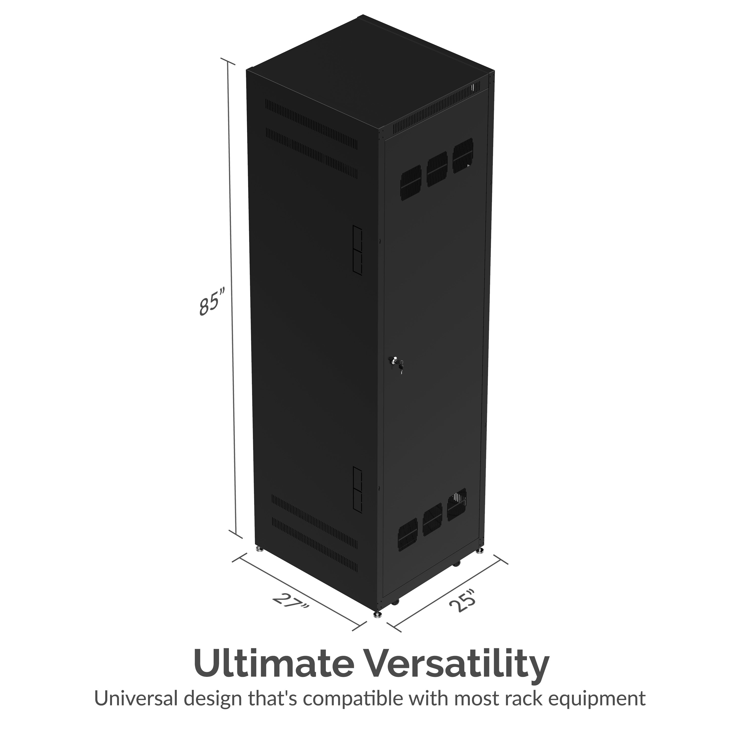 42U IT 27 Inch Black Server Cabinet With Locking Door and Pull-Out Drawer