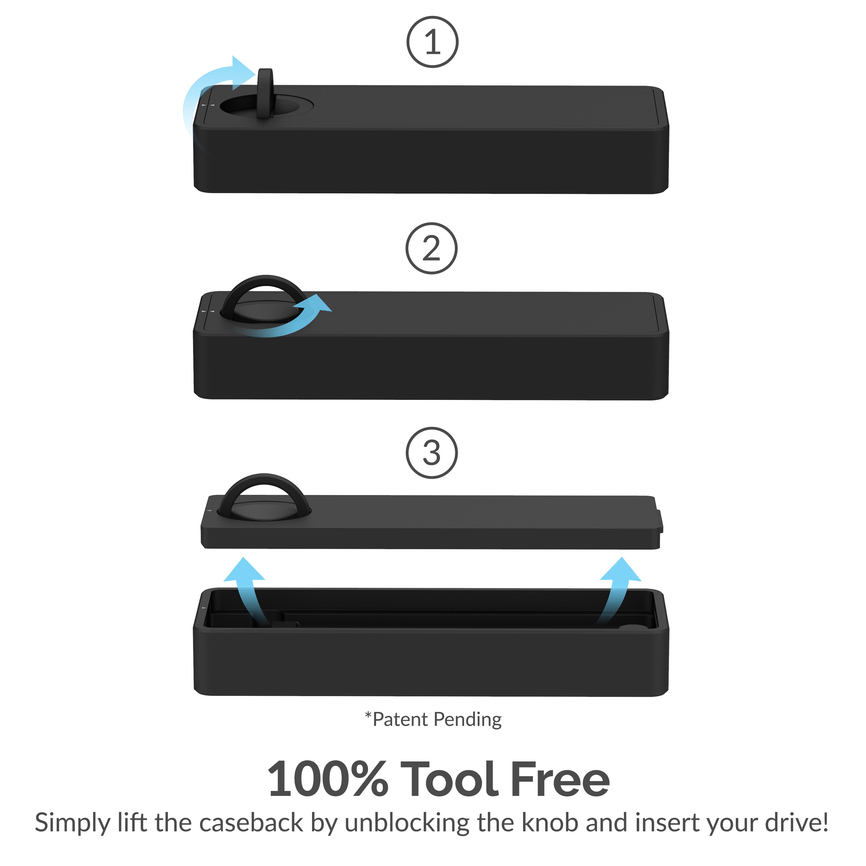 Sabrent USB 3.2 Tool-Free Enclosure for NVMe OCIe M Key M.2 SSD  [BLACK] (EC-TFNB)